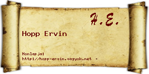 Hopp Ervin névjegykártya