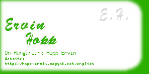 ervin hopp business card